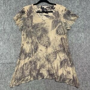 CB Est 1962 Beige Shirt Asymmetric Hem Lined Shirt Fairy Grunge Whimsigoth -Sz L